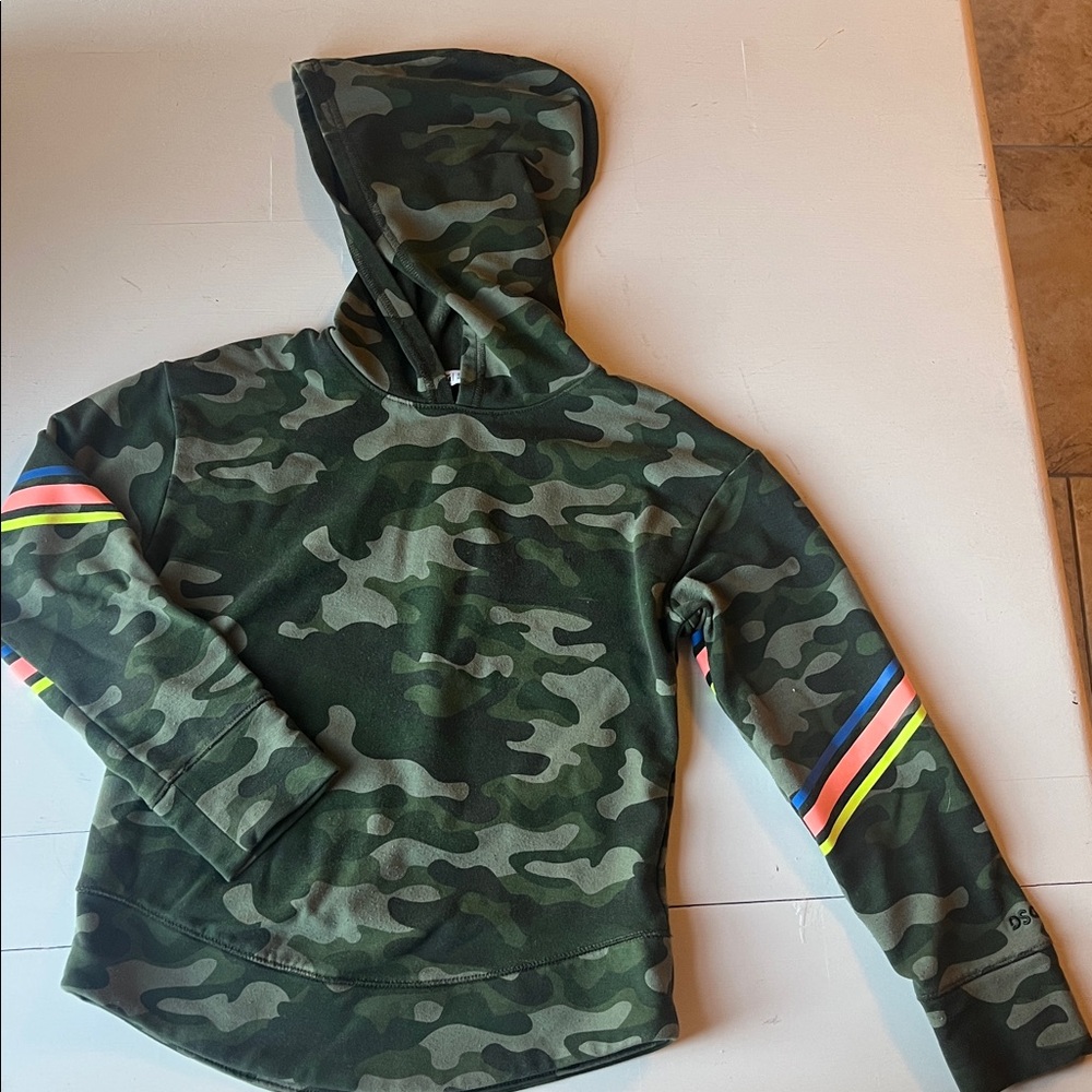 Camouflage Hoodie with Rainbow Stripes